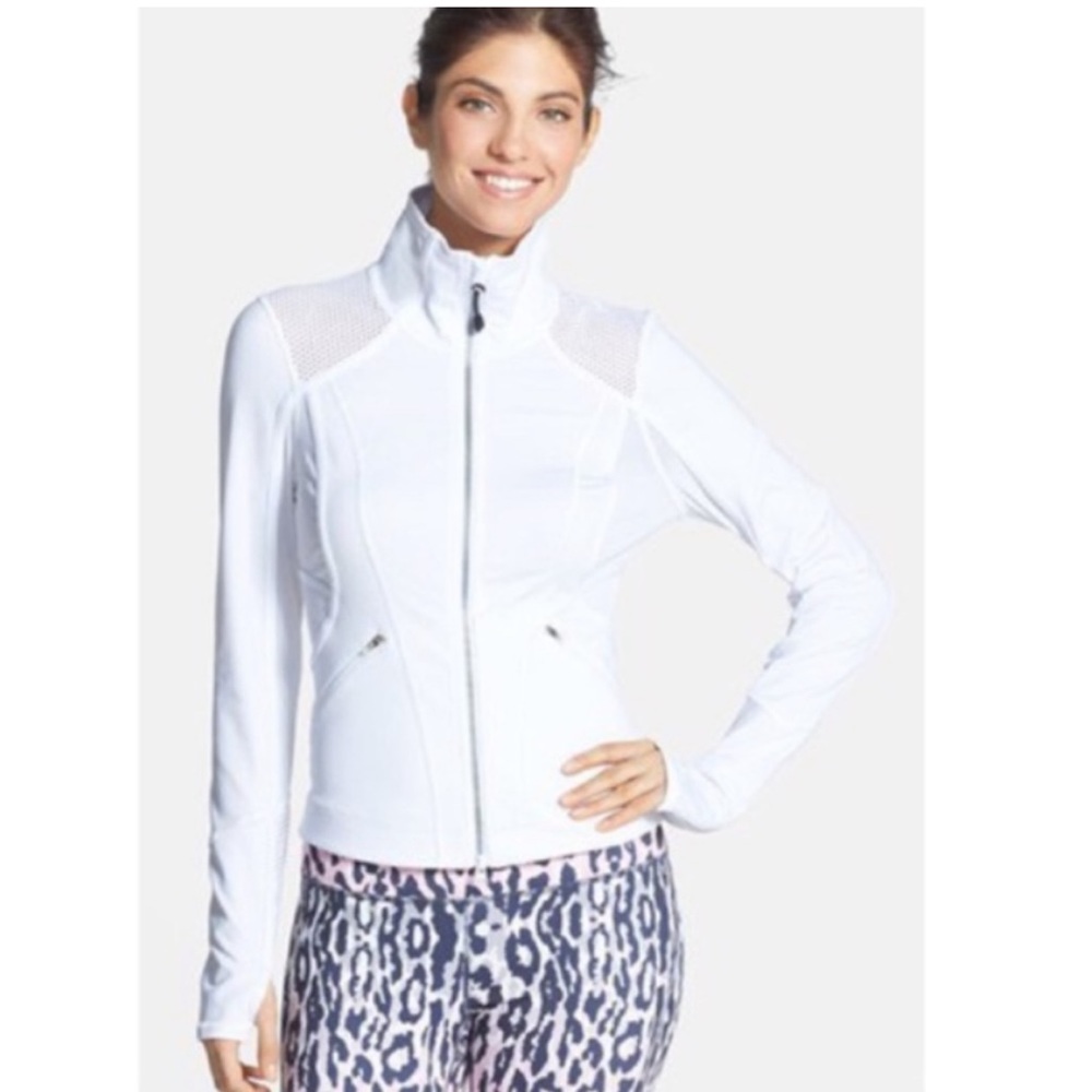 Zella White Mesh Two-Way Zipper Track Jacket